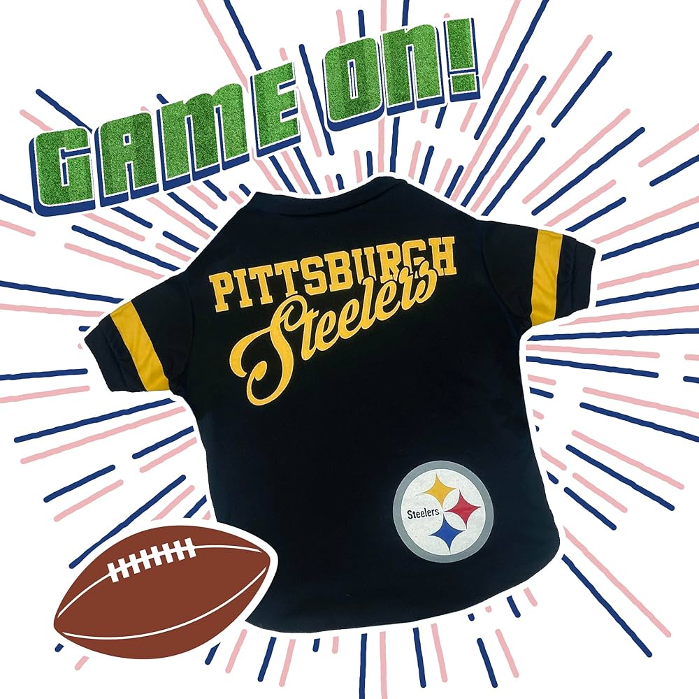 Pets First NFL Pittsburgh Steelers T-shirt for dogs and cats, size L, football jersey for NFL team fans, durable and cute