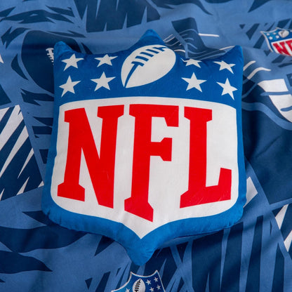 Herding Coussin Contour NFL blason, 36 x 26 cm, 100% polyester, coussin moulé, bleu/blanc