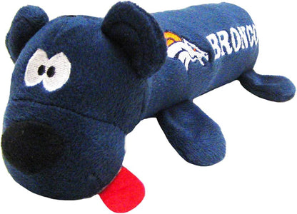 NFL Denver Broncos Pet Gift Box with 2 Licensed Dog Toys, 1 Logo-Engraved Natural Treat, 1 NFL Jersey, Puppy Training Bells, and 1 Car Seat Belt