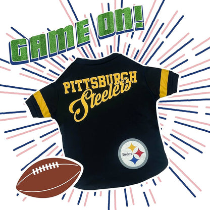 Pets First NFL Pittsburgh Steelers T-shirt for dogs and cats, size L, football jersey for NFL team fans, durable and cute