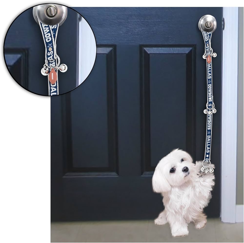 Dallas Cowboys NFL Pet Gift Box with 2 Licensed Dog Toys, 1 Logo-Engraved Treat, 1 NFL Jersey, 1 Puppy Training Bell, and 1 Car Seat Belt