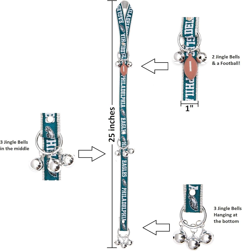 Philadelphia Eagles NFL Pet Gift Box with 2 Licensed Dog Toys, 1 Logo-Engraved Treat, 1 NFL Jersey, 1 NFL Puppy Training Bell, and 1 Car Seat Belt