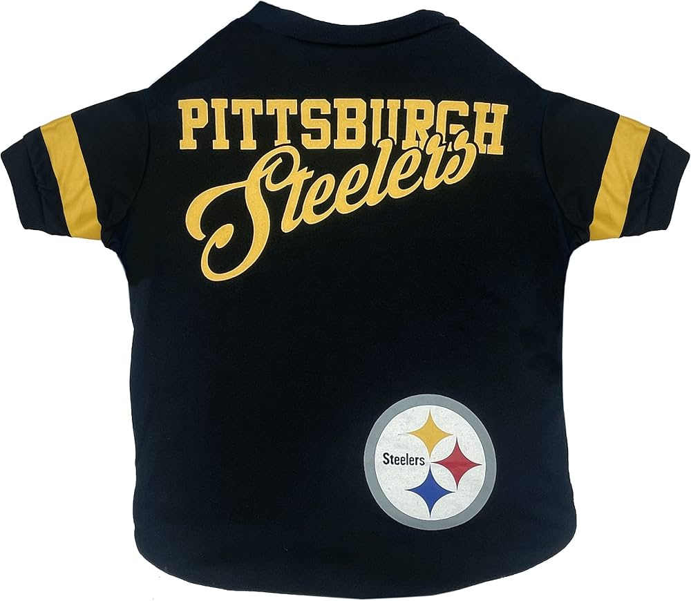 Pets First NFL Pittsburgh Steelers T-shirt for dogs and cats, size L, football jersey for NFL team fans, durable and cute