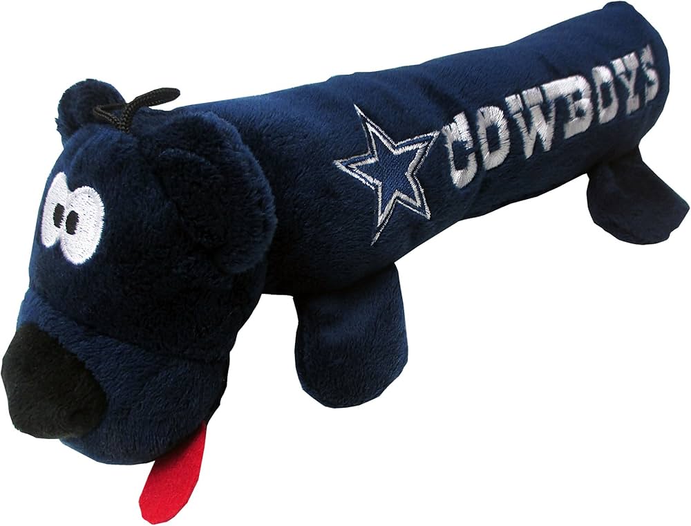 Dallas Cowboys NFL Pet Gift Box with 2 Licensed Dog Toys, 1 Logo-Engraved Treat, 1 NFL Jersey, 1 Puppy Training Bell, and 1 Car Seat Belt