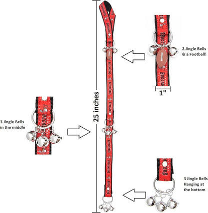 Tampa Bay Buccaneers Pet Gift Box with 2 Licensed Dog Toys, 1 Logo-Engraved Natural Treat, 1 NFL Jersey, 1 Puppy Training Bell, and a Car Seat Belt