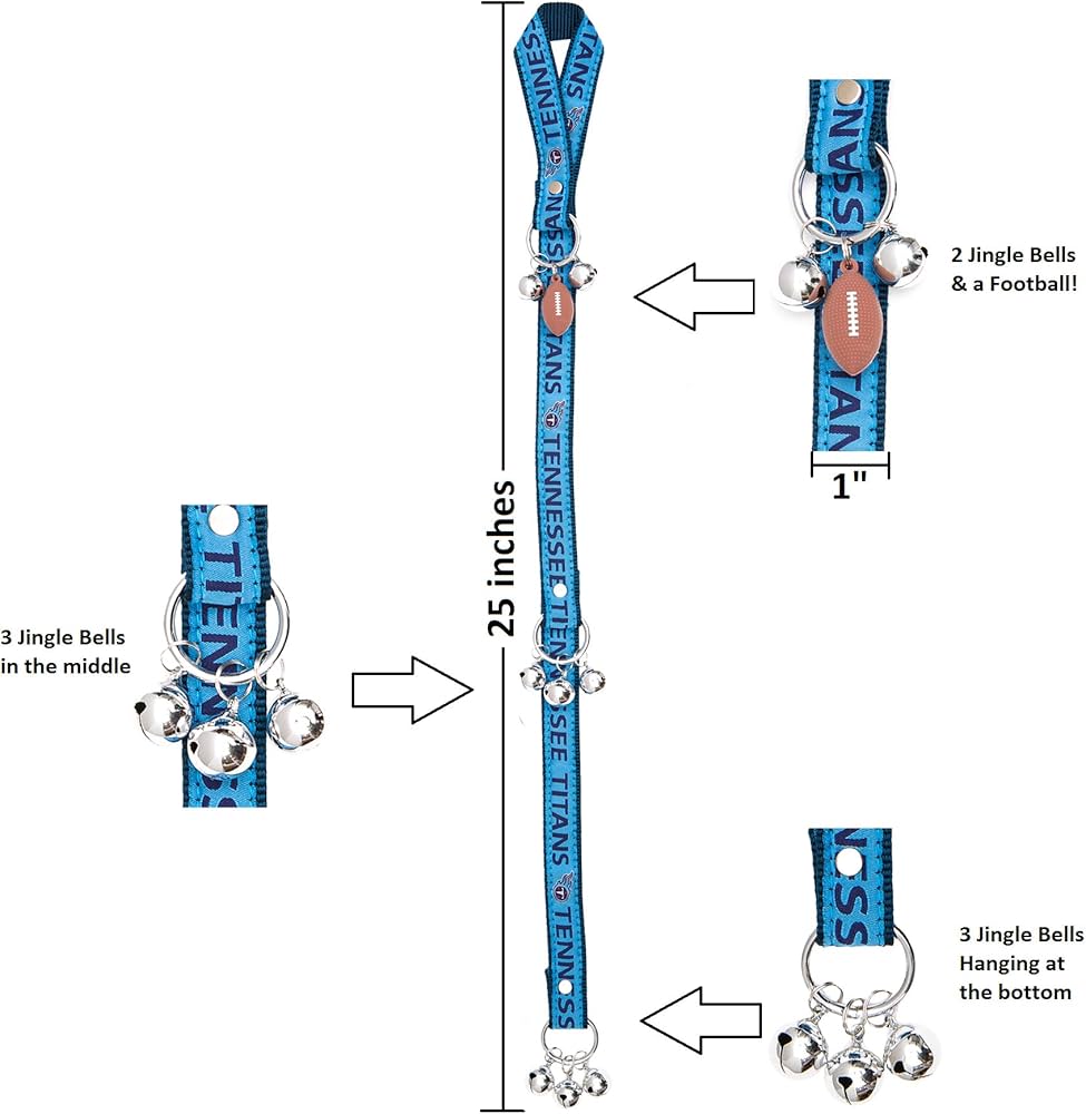 Tennessee Titans Pet Gift Box with 2 Licensed Dog Toys, 1 Logo-Engraved Natural Treat, 1 NFL Jersey, 1 Puppy Training Bell, and Car Seat Belt