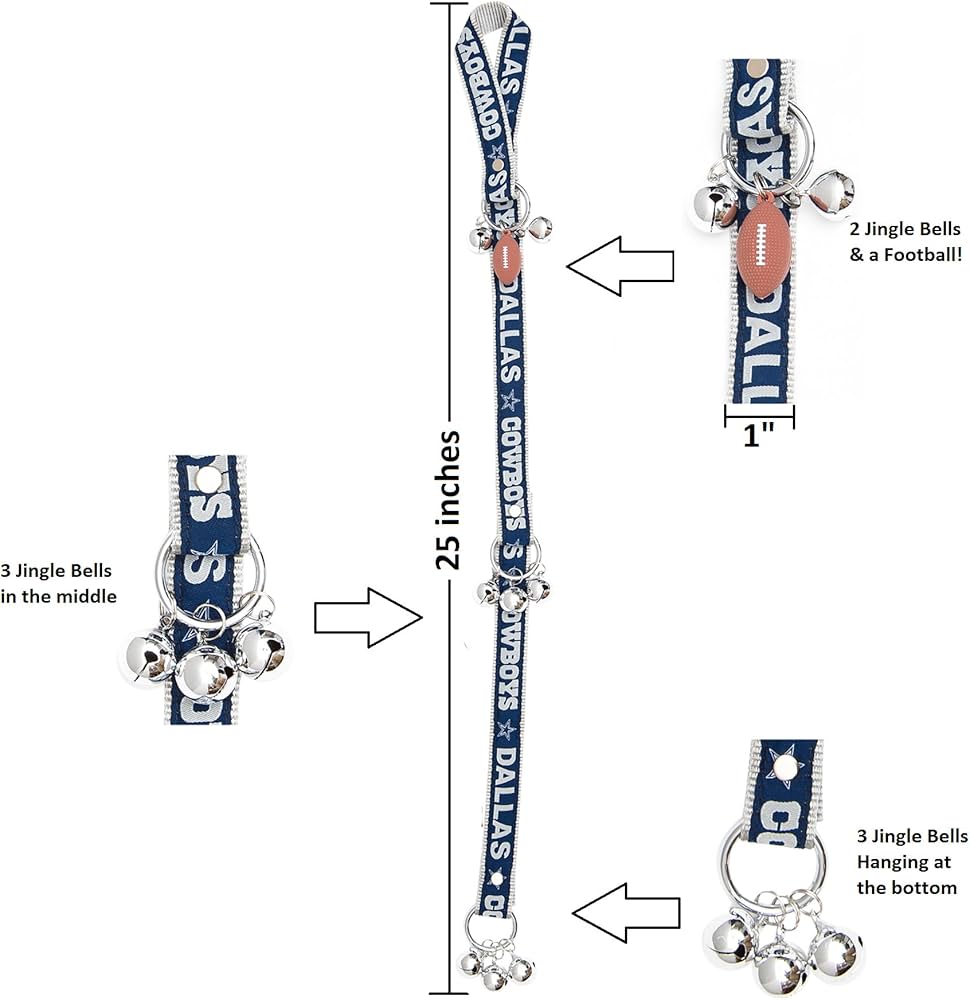 Dallas Cowboys NFL Pet Gift Box with 2 Licensed Dog Toys, 1 Logo-Engraved Treat, 1 NFL Jersey, 1 Puppy Training Bell, and 1 Car Seat Belt