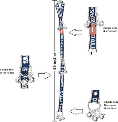 Dallas Cowboys NFL Pet Gift Box with 2 Licensed Dog Toys, 1 Logo-Engraved Treat, 1 NFL Jersey, 1 Puppy Training Bell, and 1 Car Seat Belt