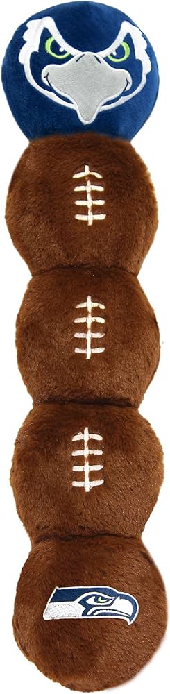 Seattle Seahawks NFL Pet Gift Box with 2 Licensed Dog Toys, 1 Logo-Engraved Natural Treat, 1 NFL Jersey, 1 Puppy Training Bell, and a Car Seat Belt