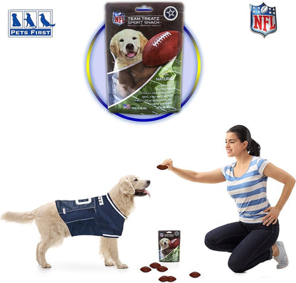 Dallas Cowboys NFL Pet Gift Box with 2 Licensed Dog Toys, 1 Logo-Engraved Treat, 1 NFL Jersey, 1 Puppy Training Bell, and 1 Car Seat Belt